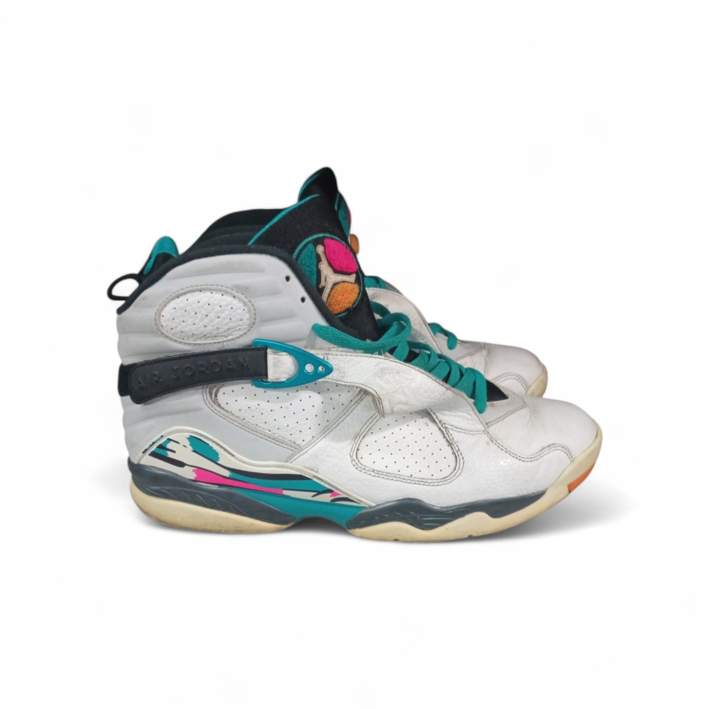 Jordan 8 White and Teal High-Top Sneakers